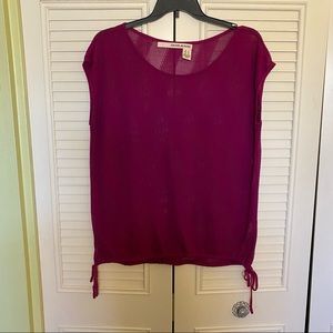 DKNY purple/fushia mesh blouse xl